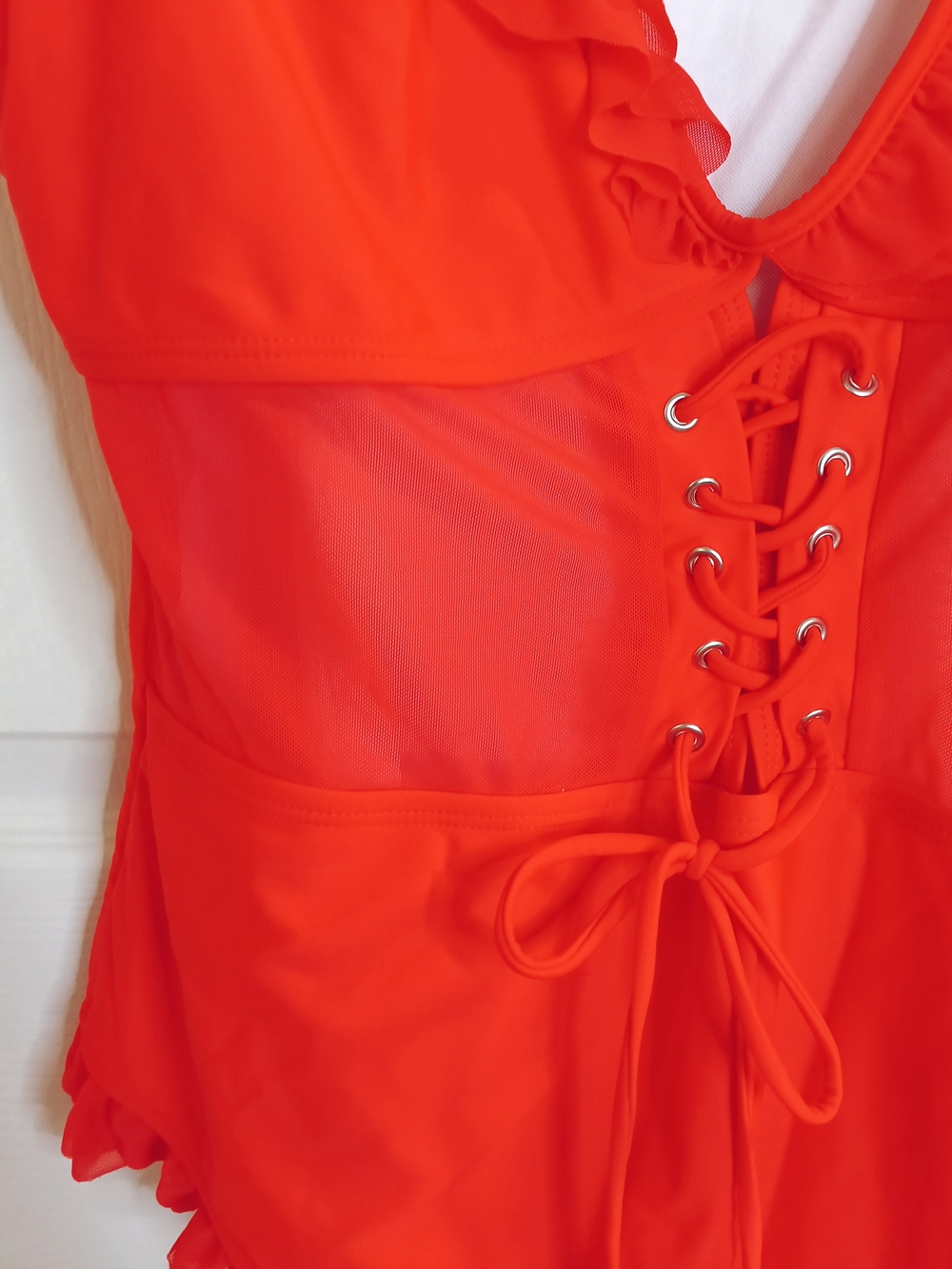 SHEIN Bright Red Ruffle One-Piece Swimsuit for Kids - Picture 5 of 8